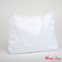 Brauttasche schlicht mit Glitzersteinen, weiss