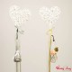 Flechtherzen Ständer weiss mit Metallstab und Windlicht
