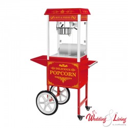 Popcornmaschine mit Wagen - Retro-Design - rot zum mieten