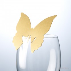 Namens- Platzkarten für Glas, Schmetterling, Gold glänzend