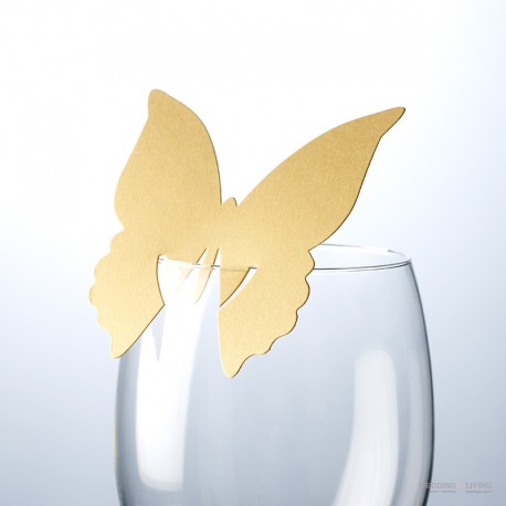 Namens- Platzkarten für Glas, Schmetterling, Gold glänzend