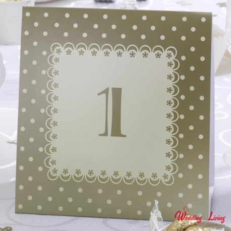 Tisch Nummern 1-12  "Chic Boutique", gold-crème