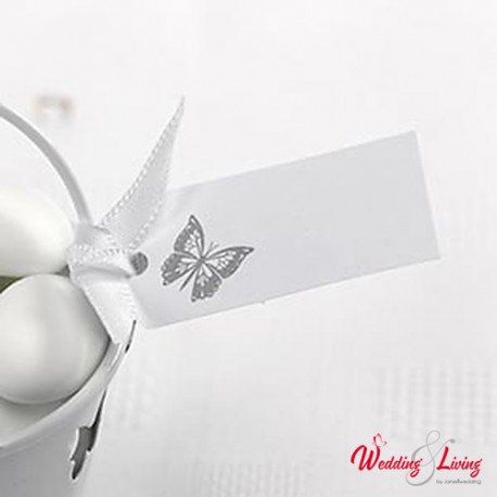 Papier Anhänger-Etiketten "Schmetterling" weiss